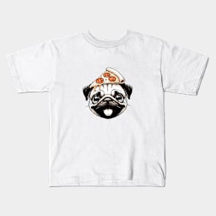 Pug Dog Eating Pizza Kids T-Shirt
